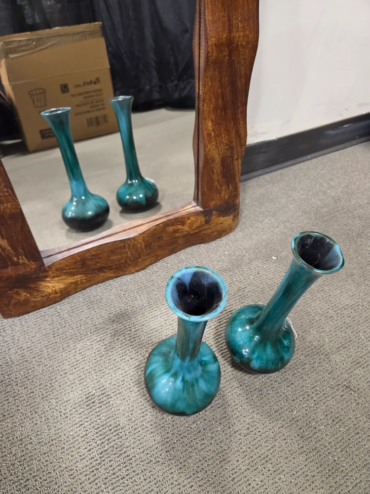 Wooden Framed Mirror & Blue Mountain Pottery vases thumbnail