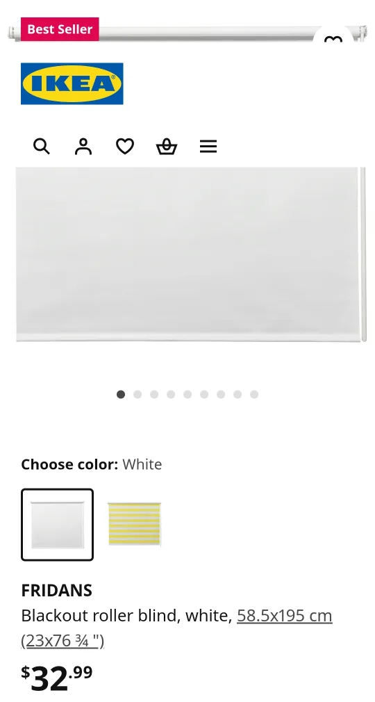 New IKEA FRIDANS Blackout Roller Blind - White image indicator(5)