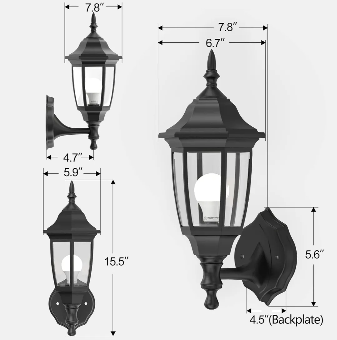 Outdoor Porch Light - Black 🇨🇦 thumbnail