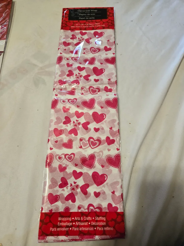 Tissue Gift Wrap - Heart Pattern, 20" x 26" thumbnail
