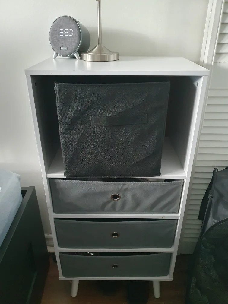 White Storage Cabinet with Fabric Drawers thumbnail