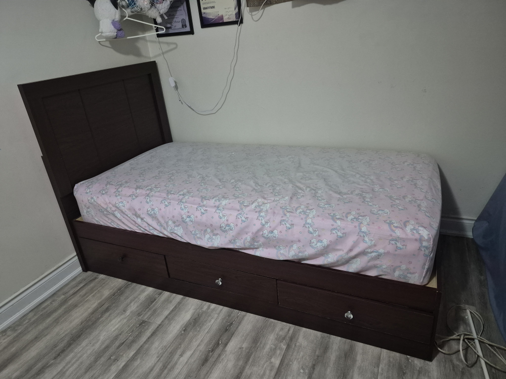 Brown Twin Bed Frame with Storage