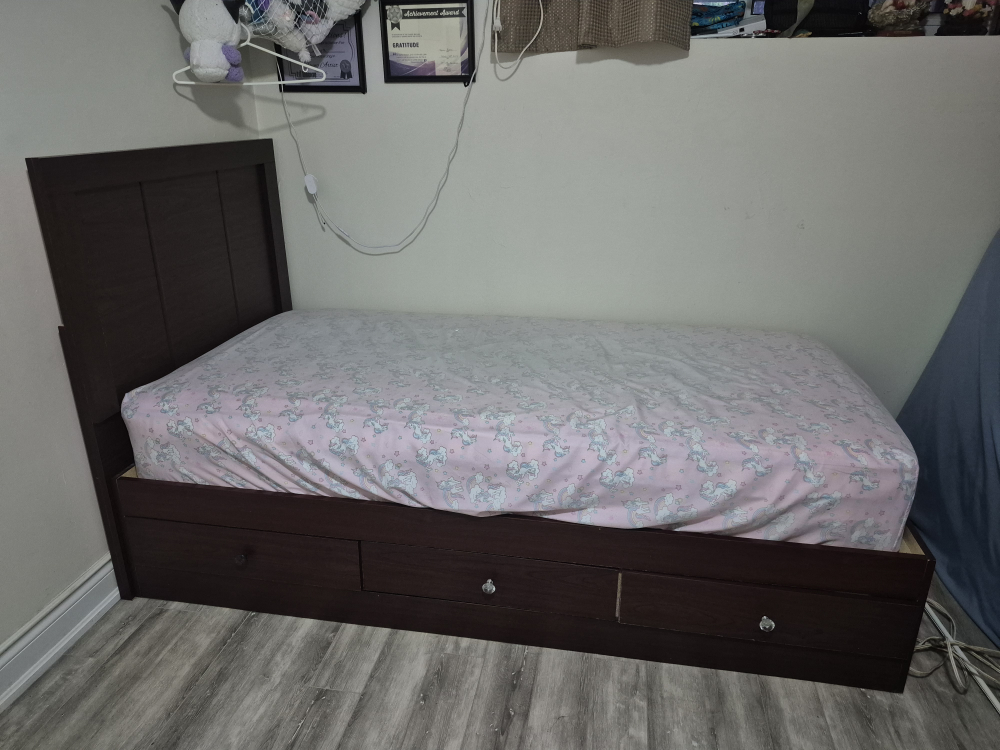 Brown Twin Bed Frame with Storage - photo 3