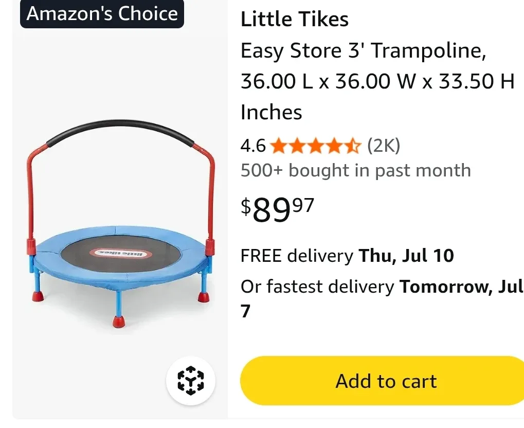 Little Tikes Easy Store 3' Trampoline thumbnail