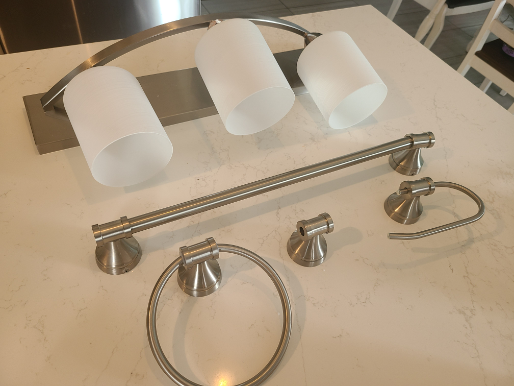 Bathroom Light Fixture & Towel Bar Set