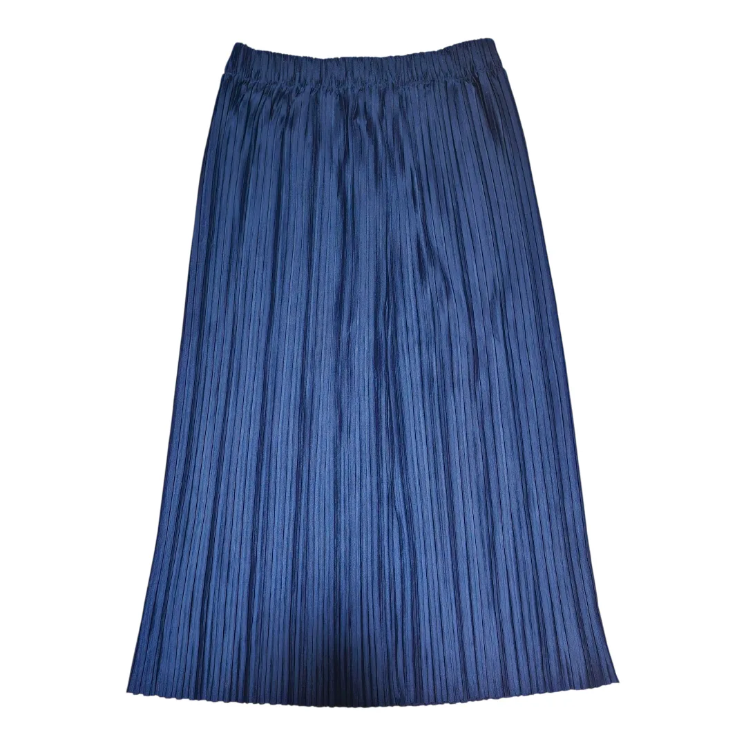 Uniqlo navy pleated midi skirt thumbnail