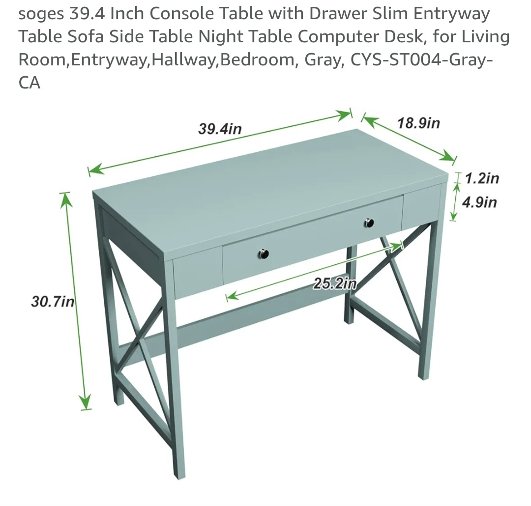 Soges Console Table with Drawer - Gray