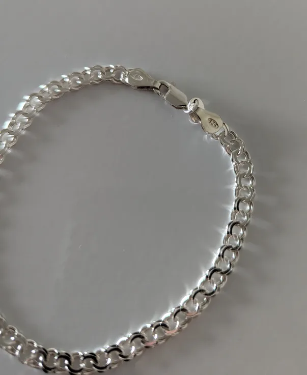 925 Sterling Silver Double Curb Chain Bracelet image indicator(2)