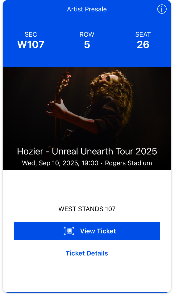 Hozier - Unreal Unearth Tour 2025 Tickets
