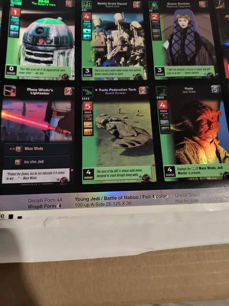 STAR WARS Card Game - 3 FOIL Uncut Card Sheets image indicator(5)
