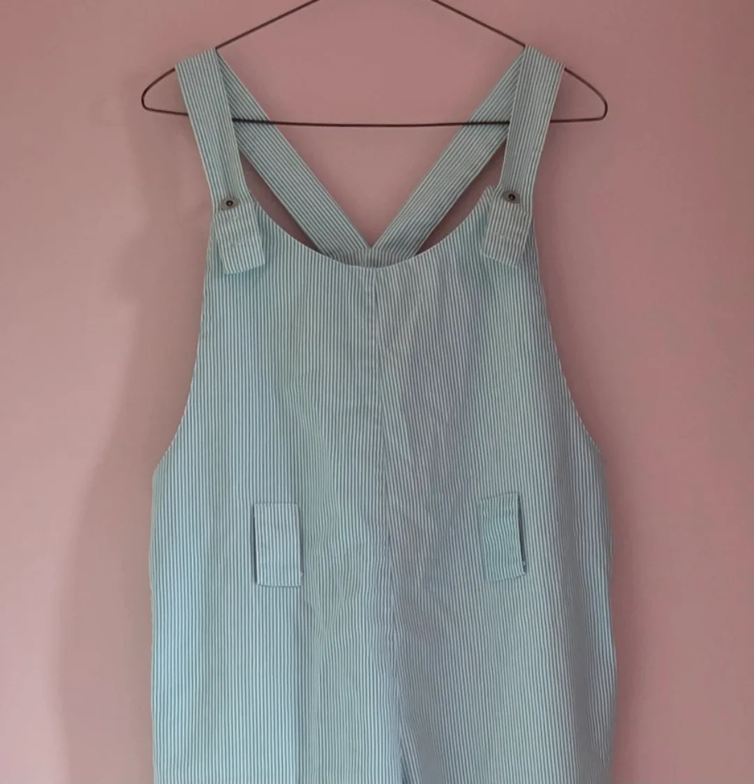 Striped Green Cotton Overalls thumbnail