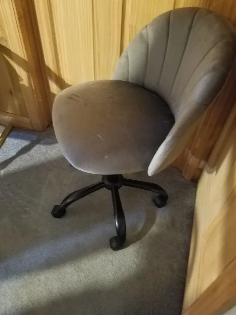 Gray Velvet Swivel Office Chair image indicator(2)