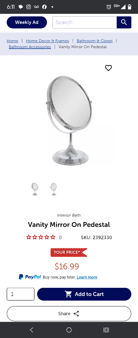Vanity Mirror On Pedestal - photo 5
