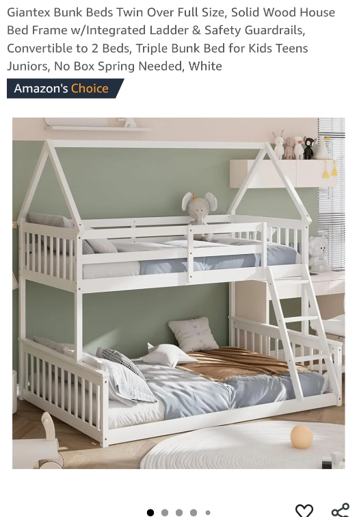 Giantex Twin Over Full Bunk Bed - White