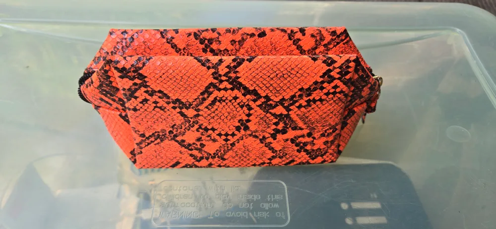 Orange Snakeskin Print Makeup Bag thumbnail