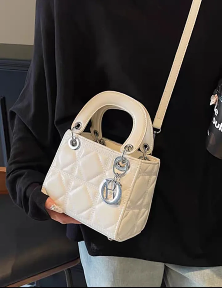 White Quilted Top Handle Bag thumbnail
