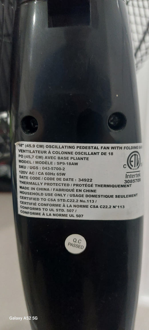 Life Living 18" Oscillating Pedestal Fan - photo 2