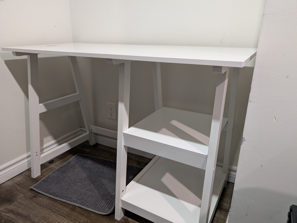Black Mesh Office Chair & White IKEA Desk - photo 2