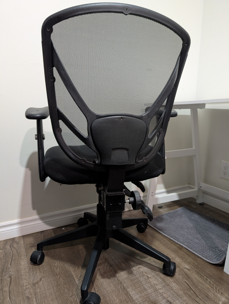 Black Mesh Office Chair & White IKEA Desk - photo 5