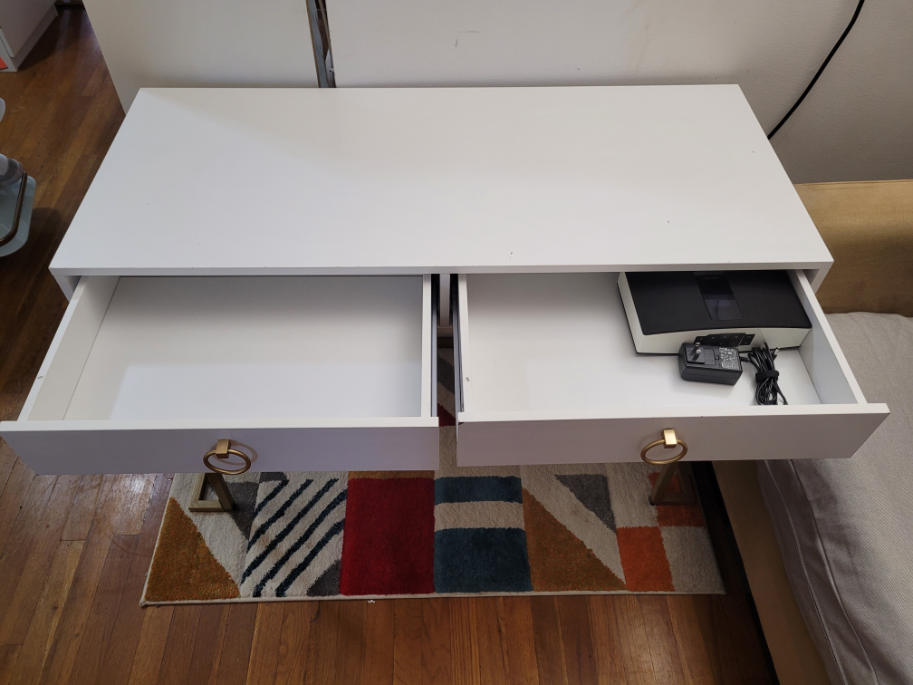 White & Gold Vanity Desk with Drawers - photo 3