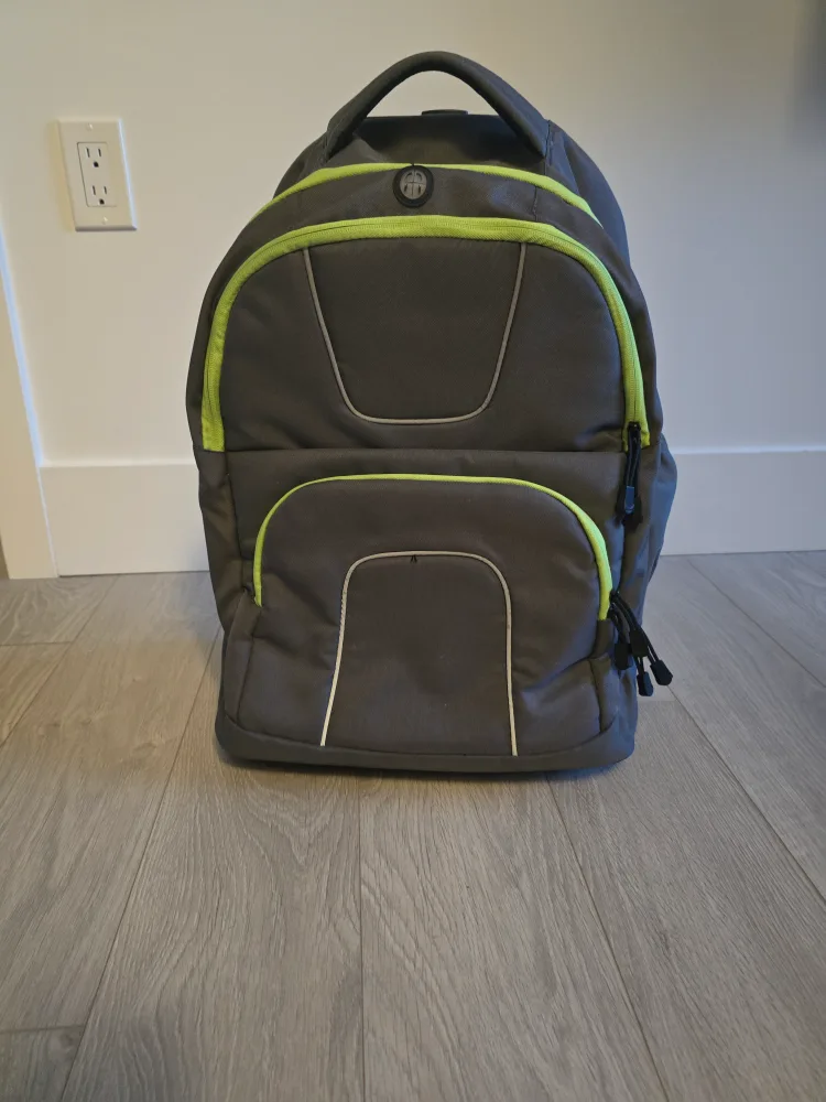 Rolling Backpack - Grey with Green Trim image indicator(2)