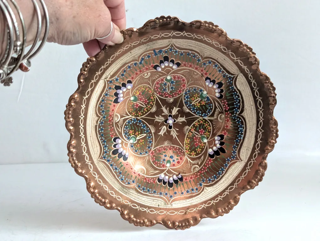 Decorative Copper Bowl ~ Hand painted Accent Bowl thumbnail