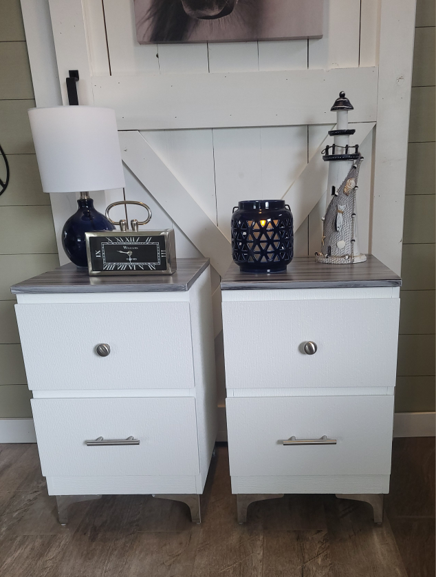 Pair of White 2-Drawer Nightstands