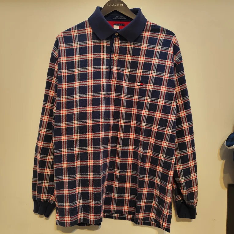 Vintage Tommy Hilfiger Plaid Polo Rugby Shirt - Size L thumbnail