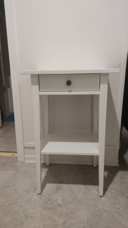 White Nightstand with Drawer - photo 3