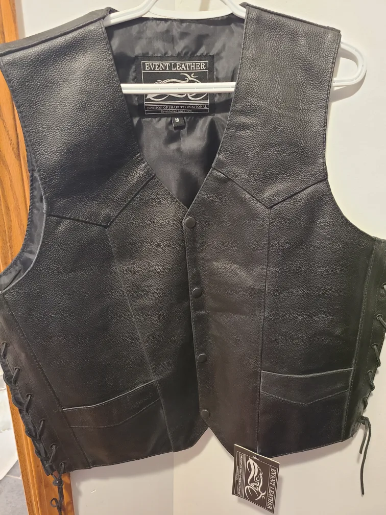 Event Leather EL5315 Black Motorcycle Vest - Size M thumbnail