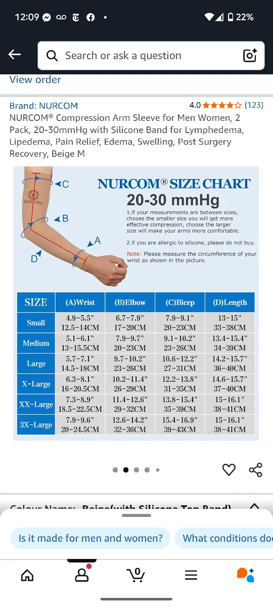 NURCOM Compression Arm Sleeve, Beige, Size M, 2 pack image indicator(2)