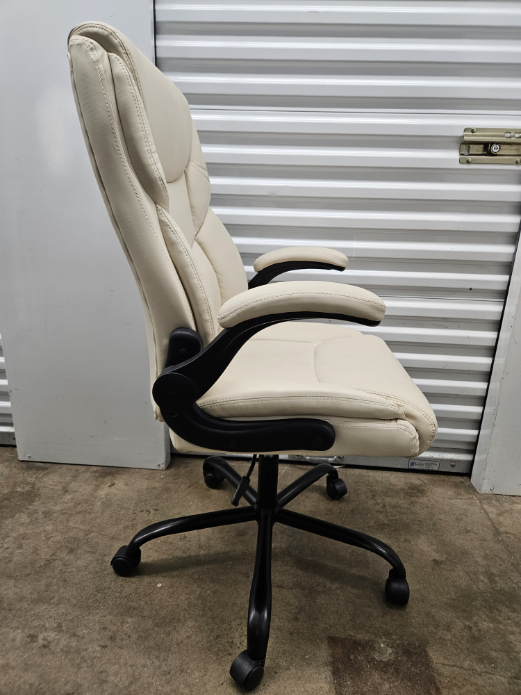 Cream Leather Executive Office Chair