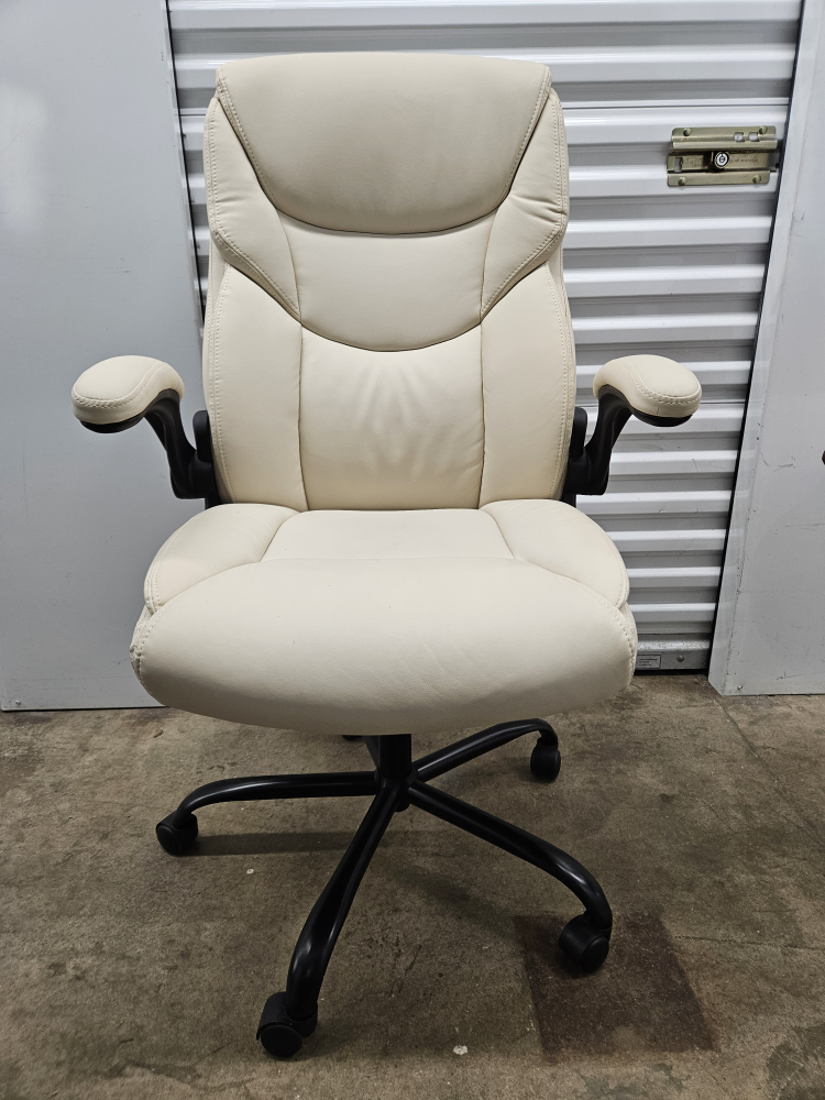 Cream Leather Executive Office Chair - photo 4