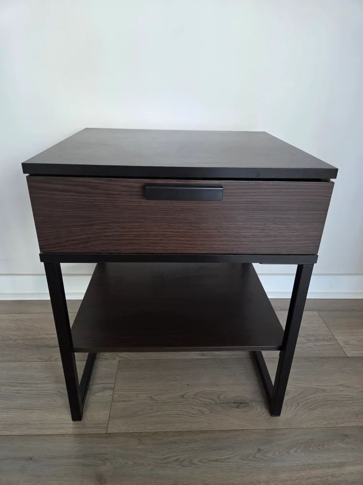 Brown Wood Nightstand with Drawer thumbnail