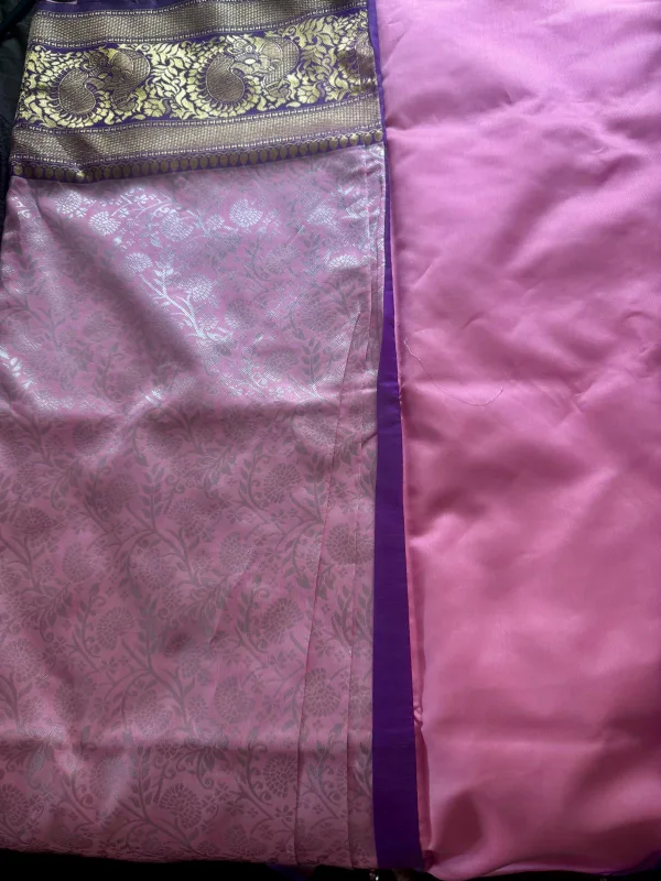 Pink & Purple Saree with Blouse Piece thumbnail