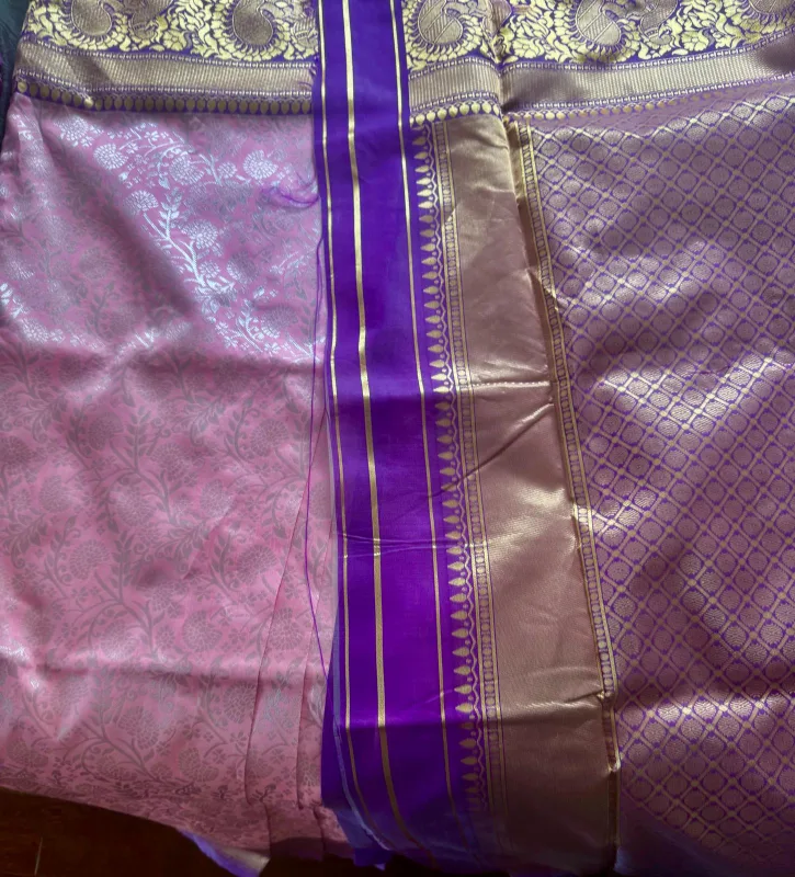 Pink & Purple Saree with Blouse Piece image indicator(2)