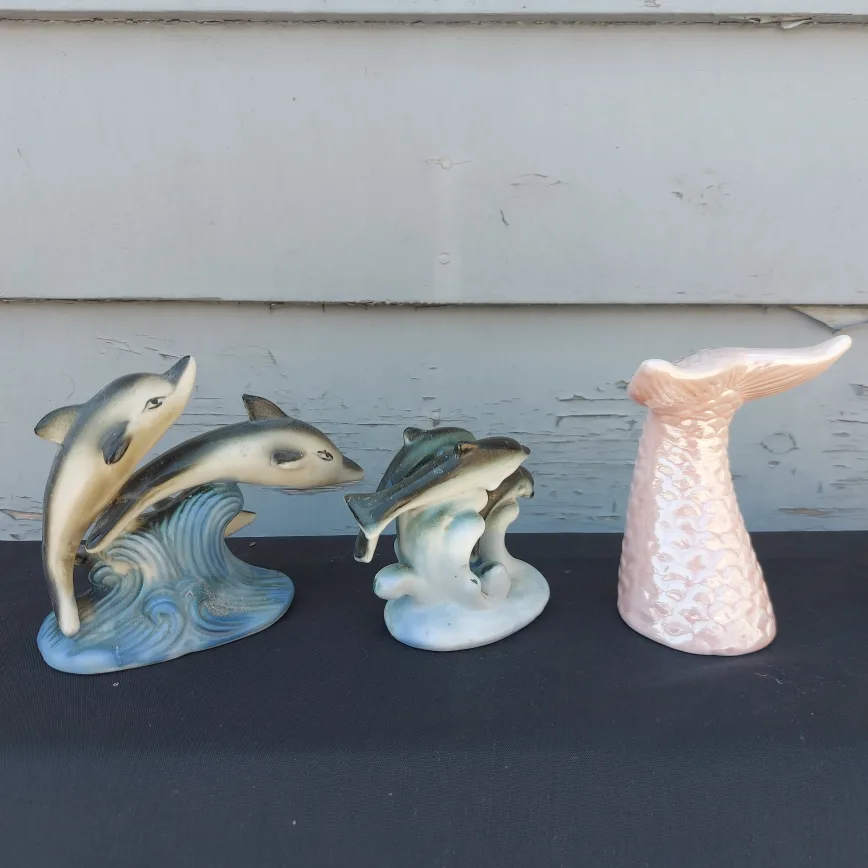 Dolphin and Mermaid Tail Figurines - As a set or individually thumbnail