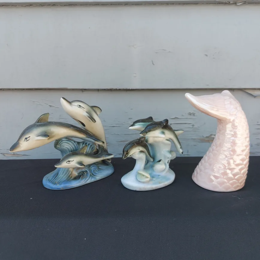 Dolphin and Mermaid Tail Figurines - As a set or individually image indicator(2)