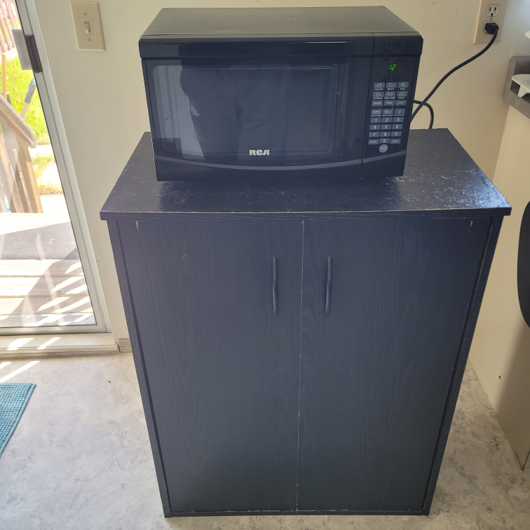 Furniture Set: Nightstands, Bed, Microwave, Dining Set, Couch
