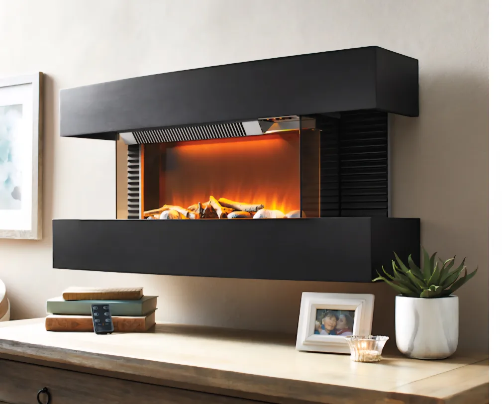 Modern Black Electric Fireplace thumbnail