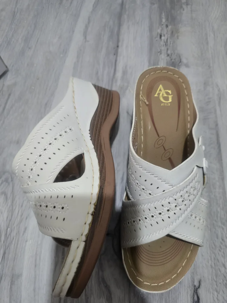 AG Italy White Wedge Sandals - Size 36 image indicator(2)