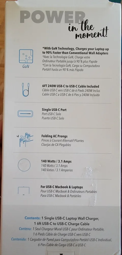 Cellairis Laptop Charger Single USB-C 140W - New - Retail $99 image indicator(2)