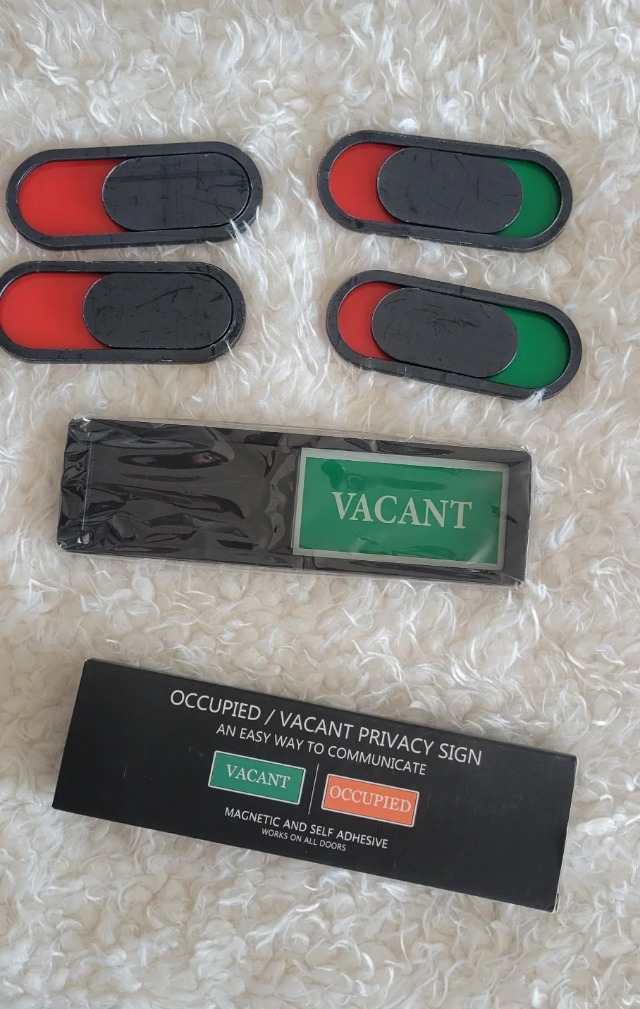 BNIB 5pcs Vacant/Occupied Privacy Sign - Black 🇨🇦 thumbnail