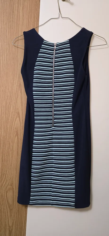 Navy & Turquoise Striped Dress image indicator(2)
