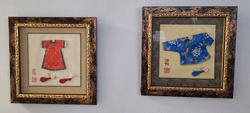 Vintage  Miniature Chinese Qianlong  Costumes Set of 2 thumbnail