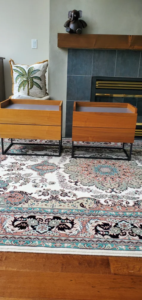 Ginger Jar Wood & Metal Side Tables - $600 for the Pair thumbnail