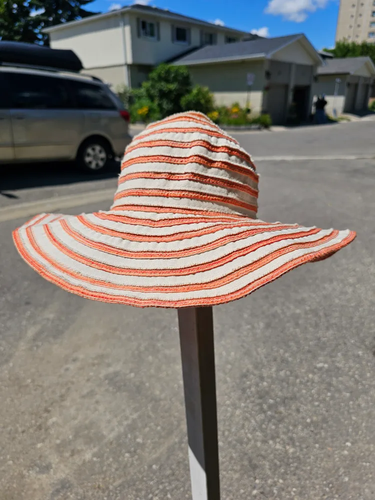 Striped Sun Hat - Orange & White thumbnail