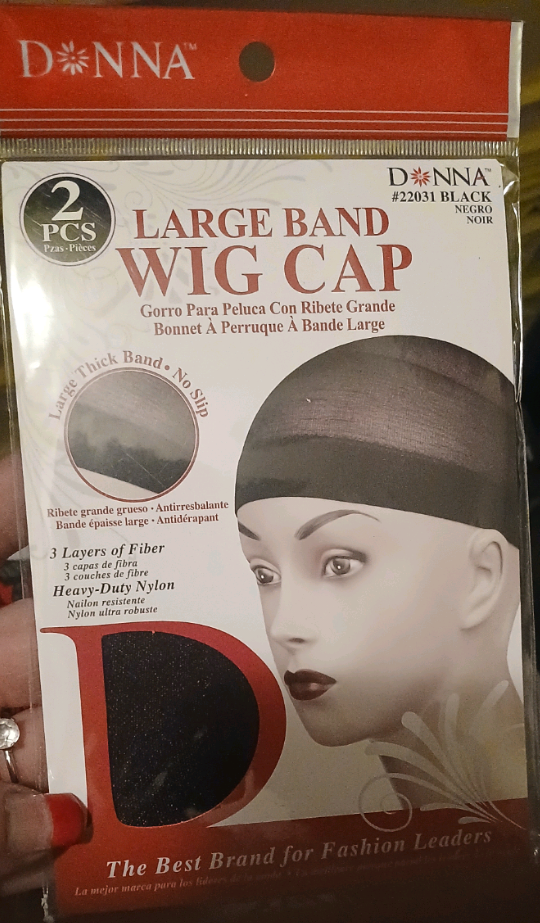 DONNA Large Band Wig Cap - Black, 2 Pcs