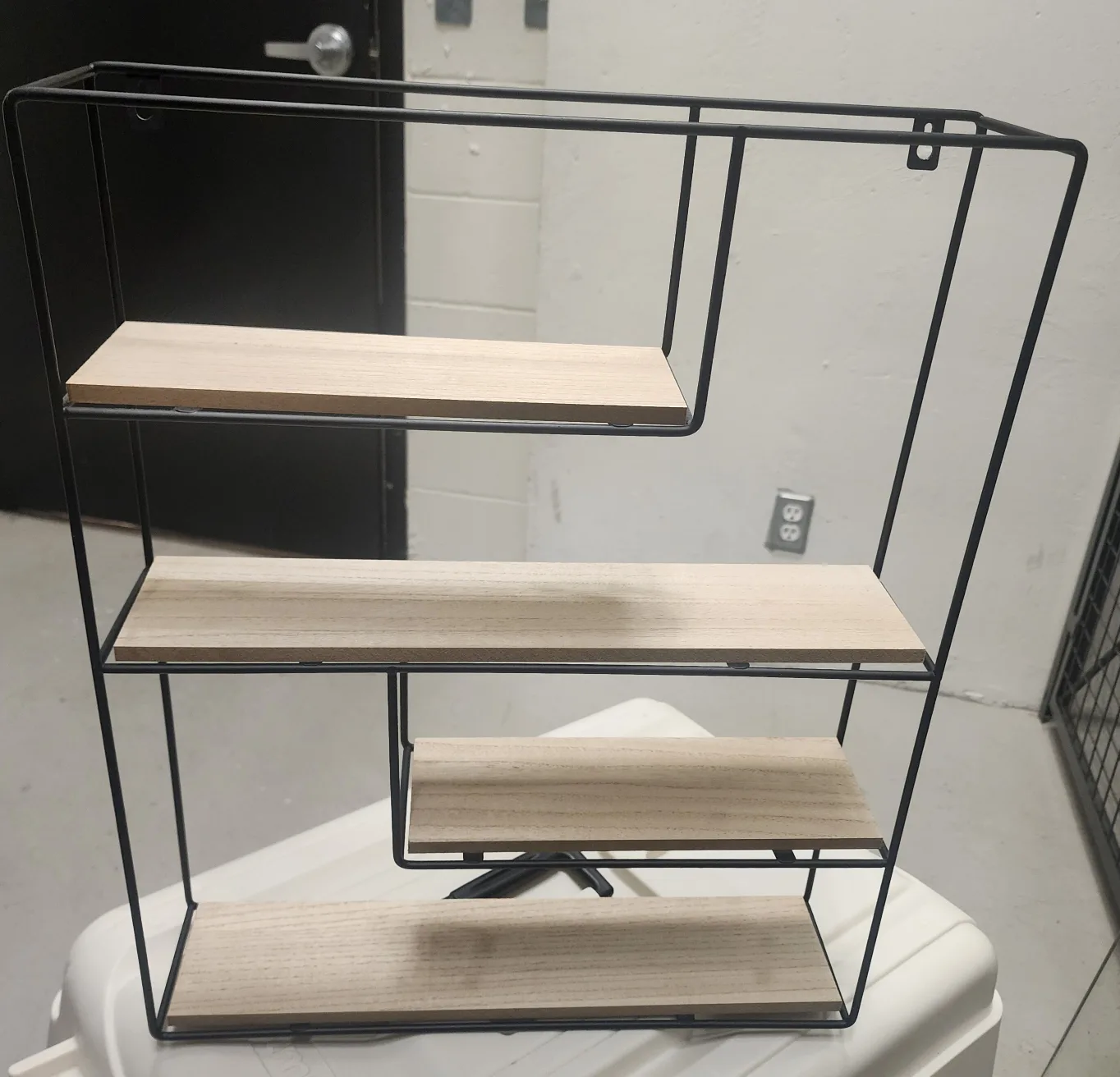 Black Metal & Wood Wall Shelf thumbnail