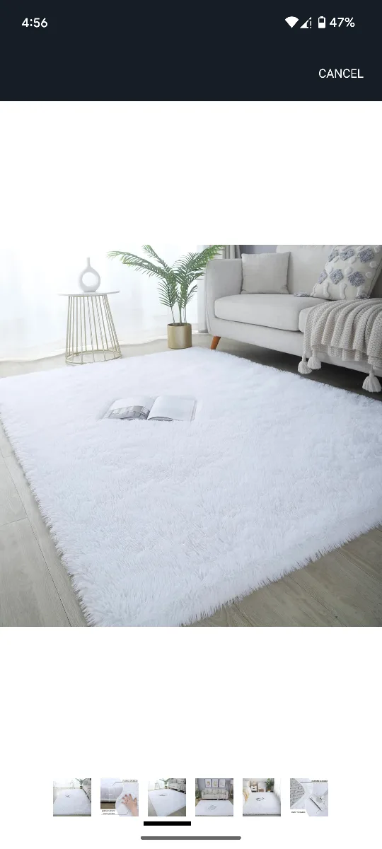 White Shaggy Area Rug - Super Soft thumbnail